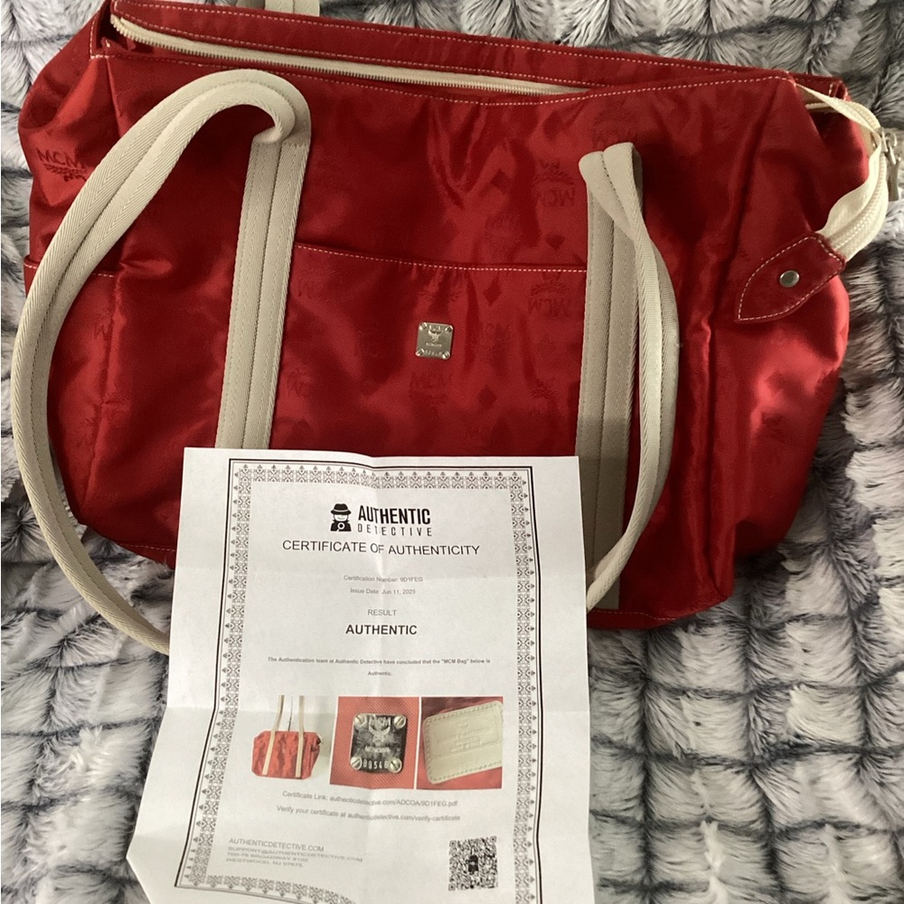 MCM 🌺 RARE 🌺 Red Visetos Nylon Shoulder Bag